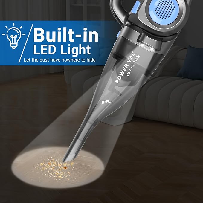 DEKOPRO 22V Upgraded Handheld Vacuum – Cordless &amp Rechargeable Car Vacuum Cleaner with LED Light Strong Suction Mini Vacuum for Pet Hair &amp Dust Includes Multi Nozzles for Wet/Dry Cleaning