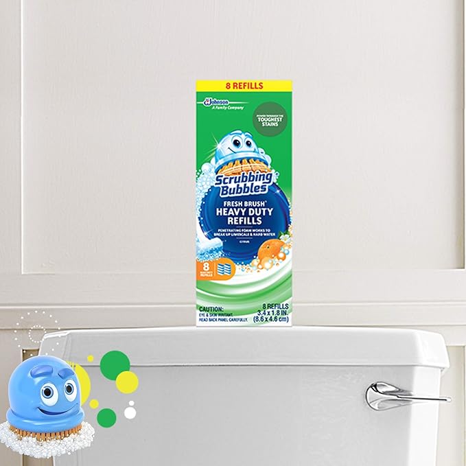 Scrubbing Bubbles Toilet Bowl Wand Cleaner Refills Fresh Brush Heavy Duty Cleaner Toilet Refill Pads Removes Limescale &amp Odors Citrus Scent 8 Count (Pack of 8)