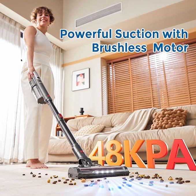 Cordless Vacuum Cleaner Ultra-Lightweight Pet Vacuum Cleaners for Home with Powerful Suction Stick Vacuum Cordless Rechargeable Household Vacuum for Hardwood Floor Carpet Pet Hair Car