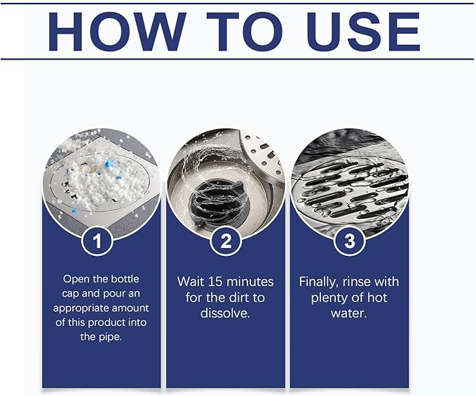 Pipe Drain CleanerThe Unclogging CleanerPipeline Dredging AgentPowerful Pipe Dredging AgentFor Kitchen Shower Drains Tubs (3PC)