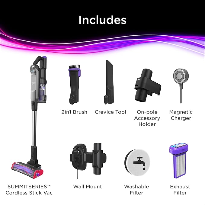 BLACK+DECKER Cordless Vacuum Stick Vacuum Cordless for Hardwood Floor and Carpet LED Floor Lights Bagless Lightweight Portable Removable Floorhead SUMMITSERIES (BHFEA640WG)