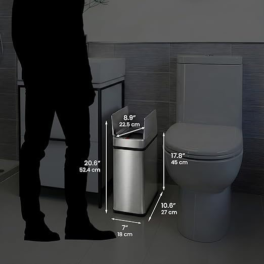 iTouchless 15 Liter / 4 Gallon Stainless Steel Wings Open Lid Sensor Bathroom Trash Can Touchless Automatic Operation Compact Design for Kitchen Bedroom Home Office Restroom