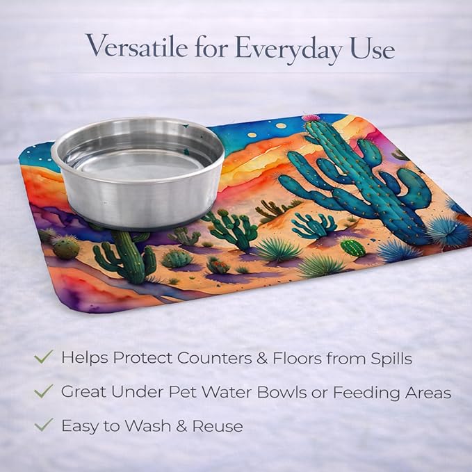 Caroline's Treasures DAC1416DDM Cactus in Color Dish Drying Mat Absorbent Dish Drying Mat Pad for Kitchen Counter Dish Drainer Mat for Countertop 14 x 21 Multicolor