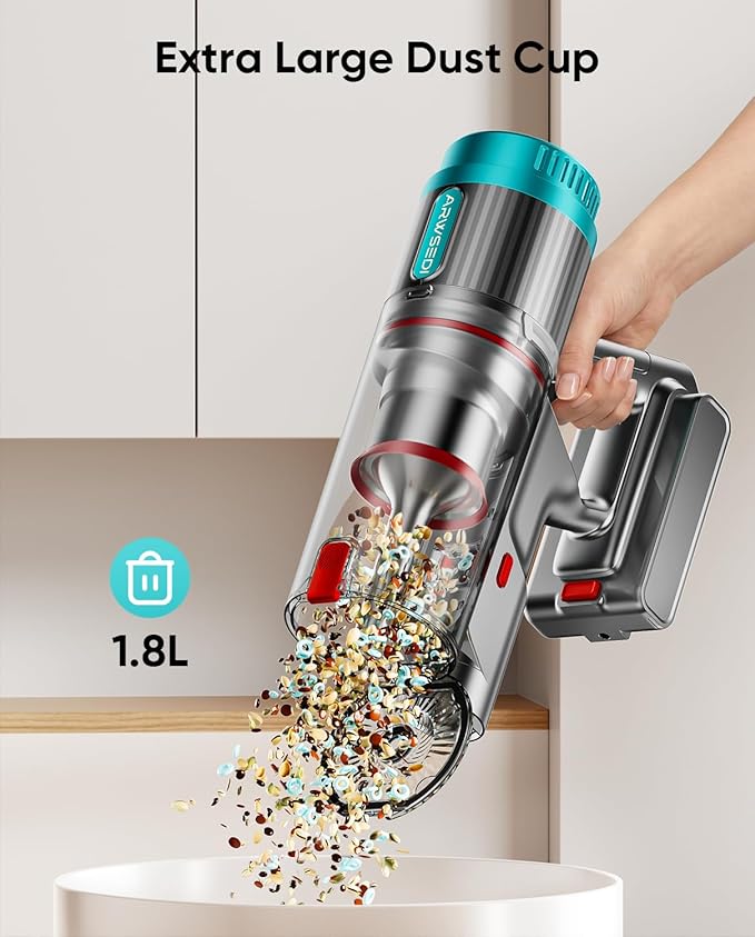 Cordless Vacuum Cleaner 80Mins 650W/55KPA Self-Standing Vacuum Cleaners for Home Stick Vacuum with Anti-Tangle Brush LED Screen Rechargeable Vacuum for Floor/Carpet/Pet Hair