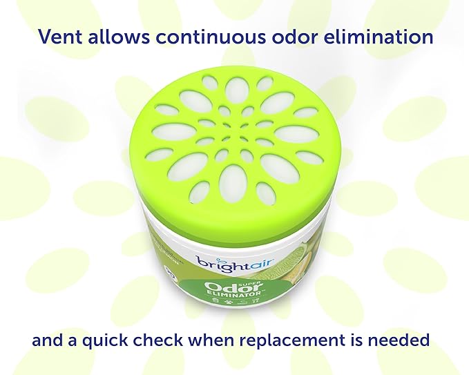 Bright Air 14 oz. Super Odor Eliminator For Medium-Size Spaces Zesty Lemon &amp Lime Scent Case of 6 Air Freshener Natural Essential Oils Lasts Up to 90 Days Each