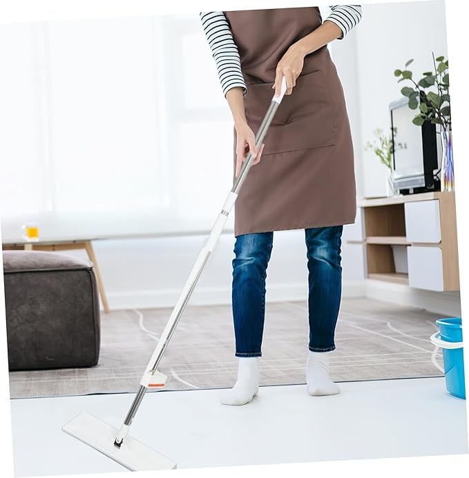 OUNONA Portable Self Squeeze Flat Mop with Reusable Microfiber Pads Household Wet and Dry Cleaning Mop Efficient Self Wringing System for Cleaning