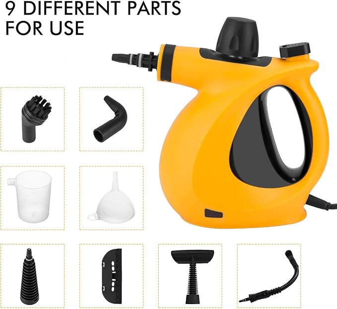Handheld Pressurized Steam Cleaner Steam Cleaner with 9-Piece Accessory Set Multi-Purpose and Multi-Surface All Natural Chemical-Free Steam Cleaning for Home Kitchen Auto Patio