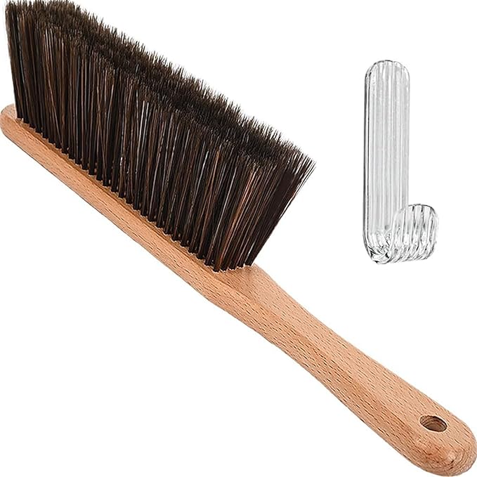 Wooden Handle Hand Broom with Gentle Dense Bristles for Dusting Furniture and Car Hand Broom Brush