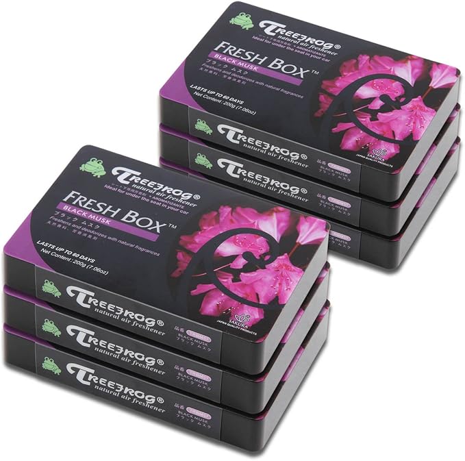 Auto Dynasty TreeFrog Xtreme Fresh Under-The-Car Natural Air Freshener Black Musk Scented Pack of 6