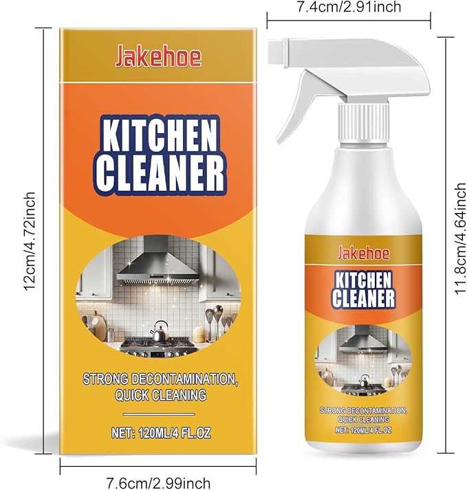Kitchen Grease Cleaner Multi-Purpose Degreaser For Range Hood Stovetop Effective On Stubborn Oil Stains Safe For Countertops &amp Appliances(2PCS)