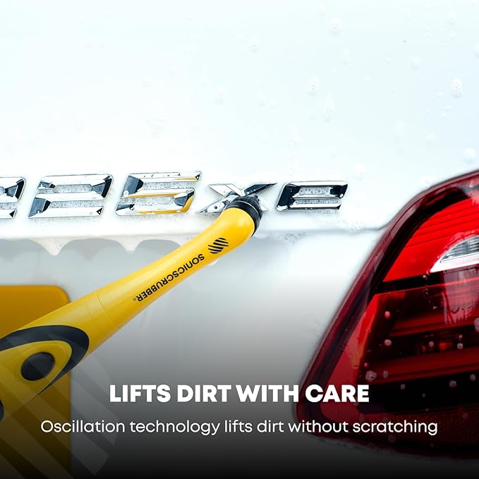 Vehicle Detailing Set - High Power Car Cleaning Brush - Includes 4 Brush Heads - Suitable for Interior &amp Exterior - Ideal for Cars Bikes and Motorhomes - AA Batteries Included