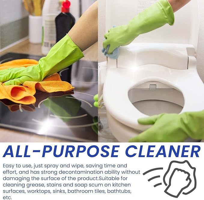 Multi-Purpose Cleaner: Kitchen &amp Bathroom Degreaser Stain Remover Odor Eliminator With Lemon Scent(2PCS)