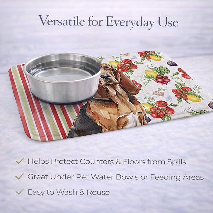 Caroline's Treasures Liver and Tan Bloodhound Vegetables Dish Drying Mat Absorbent Dish Drying Mat Pad for Kitchen Counter Dish Drainer Mat for Countertop 14 x 21 Multicolor