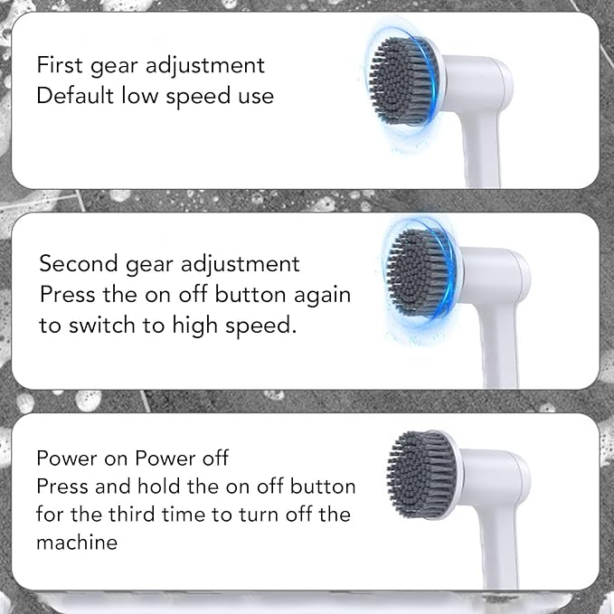 Pssopp Electric Cleaning Brush Dual Speed Handheld Power Scrubber with 3 Brush Heads for Cleaning Shower Tile Grout Sink