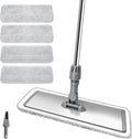 17.7 Microfiber Mop for Floor Cleaning 59in Long Adjustable Stainless Steel Handle 360° Rotating Large Flat Mops 4 Washable Pads for Dry &amp Wet Cleaning for Hardwood Vinyl Laminate Grey