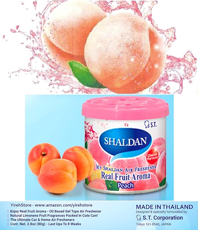 My Shaldan Peach Scent 3-cans V8 Original Classic Formula Car Cup-holder Natural air freshener Real Fruit Aroma