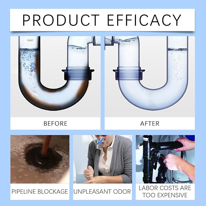 Plumbing Drain Cleaner Powder - Unclog Drains Dissolve Grease Hair &amp Blockages Eliminate Odors Sink &amp Pipe Deodorizer(3PCS)