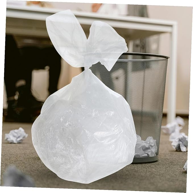 Thick Flat Plastic Trash Bags 300pcs (45x50cm) White Kitchen Garbage Can Liners for Bathroom Office Wastebasket Use