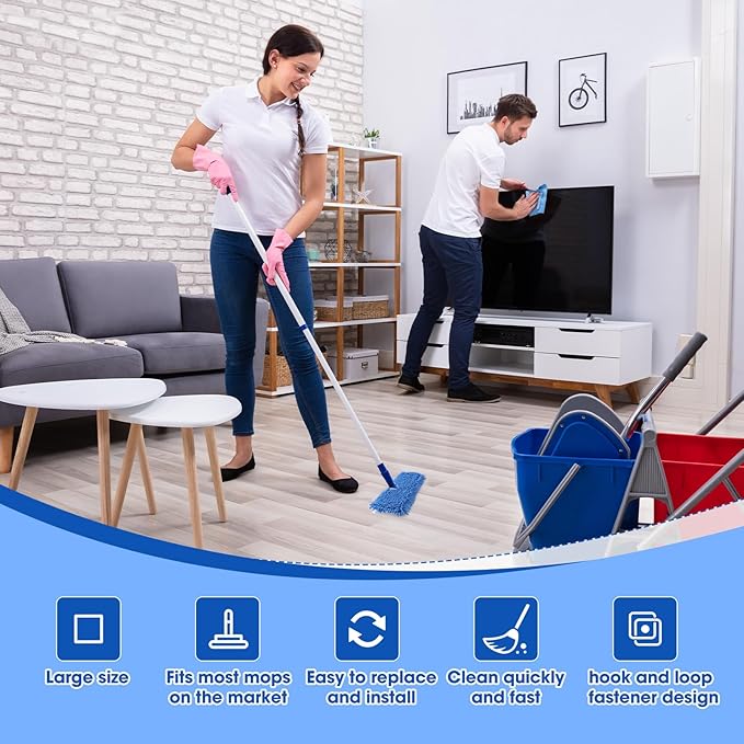 Chengu 3 Pieces Microfiber Flip Mop Refills Replacement Heads Double Sided Cleaning Pads Machine Washable Mop for Dry and Wet Kitchen Home Use