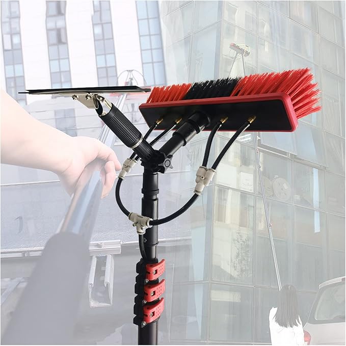 Window Cleaning Pole Solar Telescopic Cleaner Kit Water Hose Fed Extendable Pole Cleaning Photovoltaic and Solar Panel-20FT (12ft)