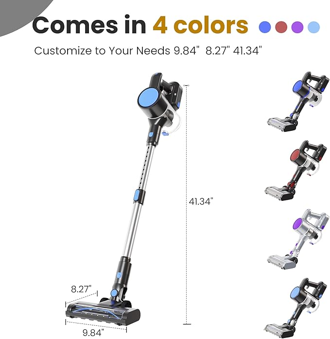 NEWBULIG Cordless Vacuum Cleaner Powerful Stick Vacuum with Flexible Steering &amp Extendable Pole3 Brush Heads 35Mins Runtime Lightweight Wireless for Hardwood Floors &amp Carpet Pet Hair Wal