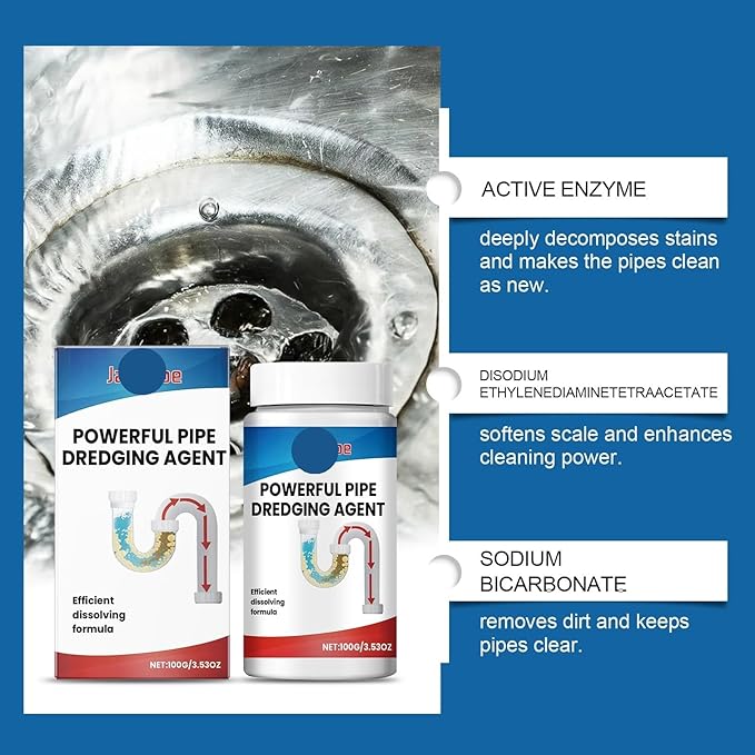 Drain Cleaner - Unclog Kitchen &amp Toilet Pipes Deep Cleaning Decontamination Agent Fresh Scent(2PCS)