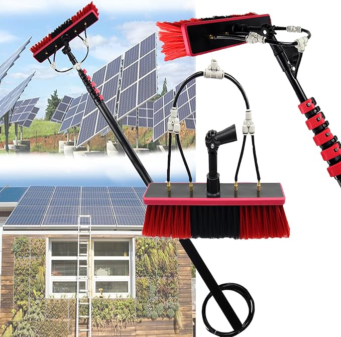 Cleaning Brush Cleaning Pole Water Fed Telescopic Brush Extendable Solar Photovoltaic Panel Cleaner Brush Outdoor Conservatory (10.80M/36FT)