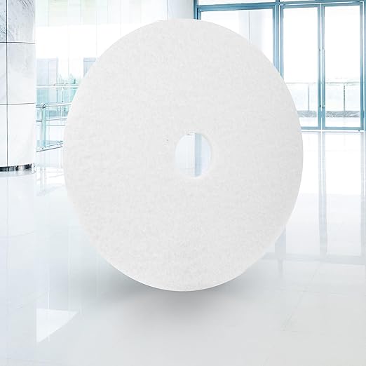 Americo White Super Polish Floor Pad 9.5 Diameter 3.25 Center Hole 5 Pads/Case Machine Floor Pads for Polishing Dry Floors Made of 100% Recycled Content USA Made