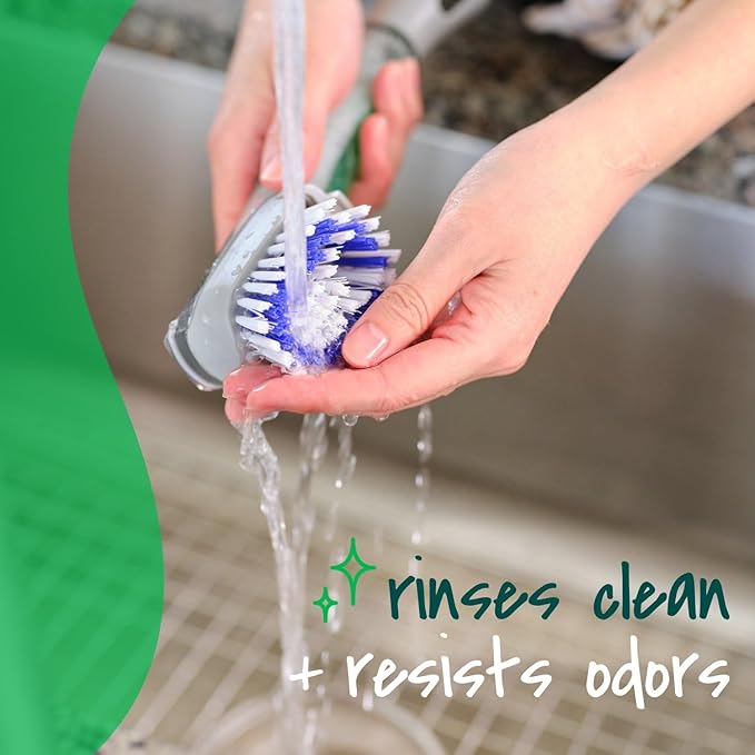 Scotch-Brite Odor Resist Soap Control Dishwand Brush Non-Scratch Cleaning Brush with Scraper Stands Upright 4-Pack
