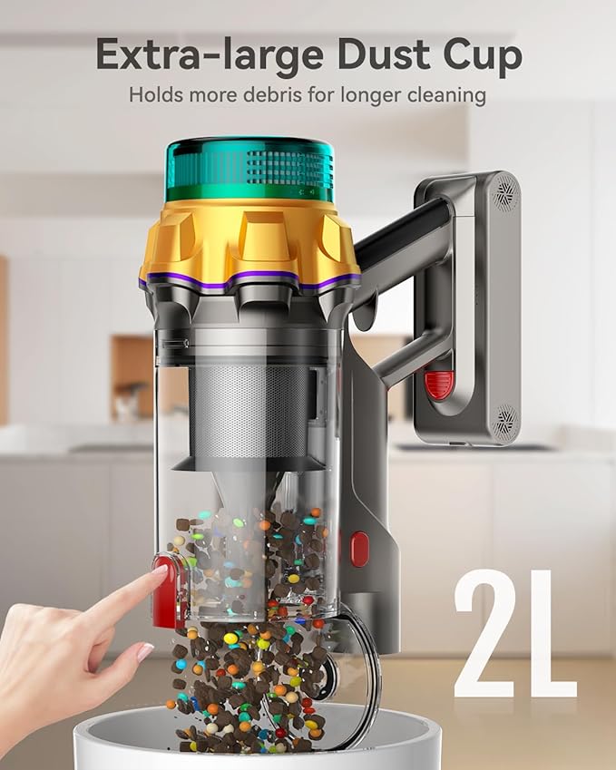 Cordless Vacuum Cleaner 50KPA 65Mins XL Dust Cup Vacuum Cleaners for Home Stick Vacuum with Anti-Tangle BrushLED DisplaySelf-Standing Vacuum Cordless for Hardwood Floor Carpet Pet Hair