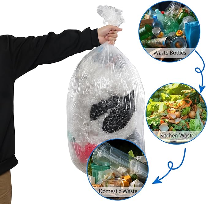 13 Gallons Kitchen Garbage Bin Liner Clear Trash Bags 150 Counts 6 Rolls