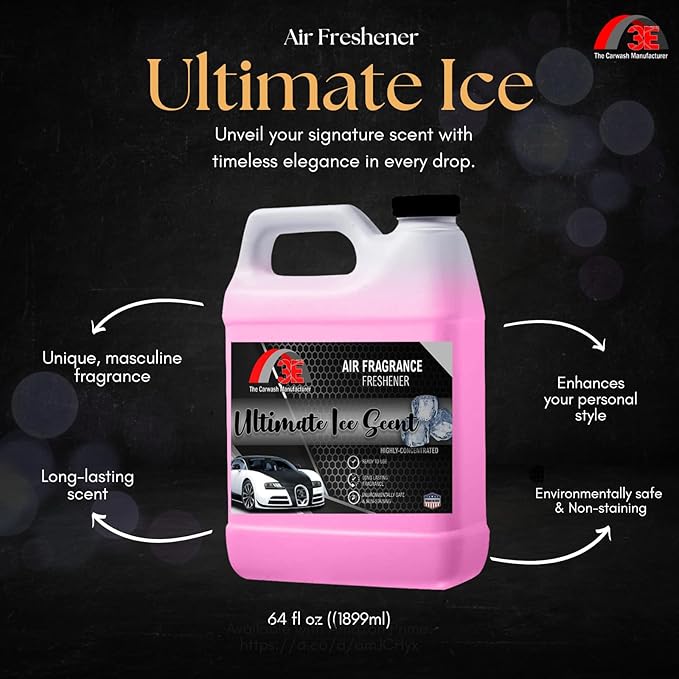 3E Ultimate Ice Air Freshener &amp Odor Eliminator - All-Natural Deodorizer Ready-to-Use Fragrance for Cars Trucks SUVs RVs &amp More - 64 fl oz (Half Gallon)- Made in the USA
