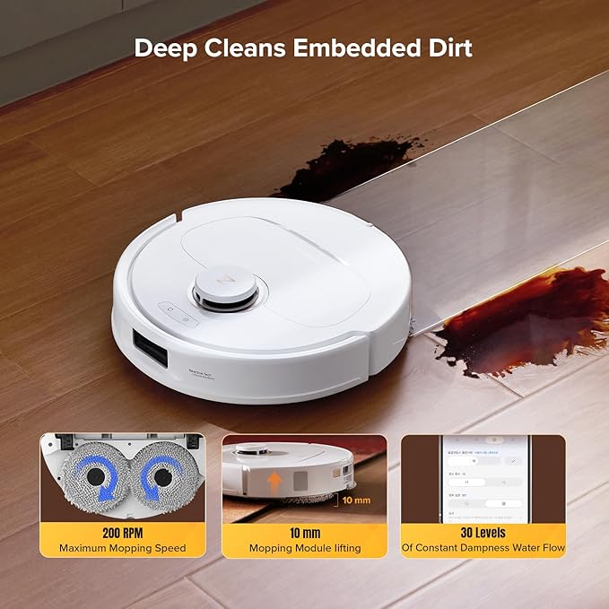 roborock Qrevo S5V Robot Vacuum and Mop FlexiArm Edge Mopping 12000Pa Suction Dual Zero-Tangle System Smart Obstacle Avoidance 10mm Mop Lifting Auto Mop Washing &amp Warm Air Drying White