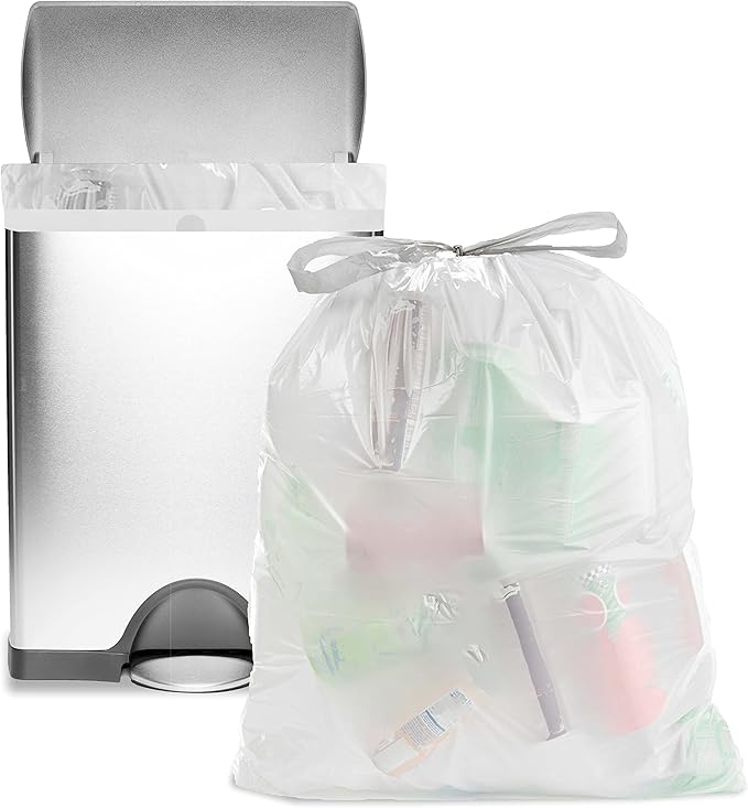 Ultrasac 13 Gallon 1.2 MIL White Drawstring Trash Bags - 24.25 x 31.5 - Pack of 120 - Fits simplehuman P