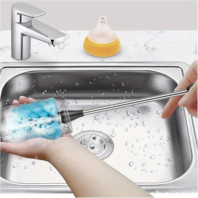 Compatible for 1PC Stainless Steel Long Handled Water Bottle Cleaning Brush