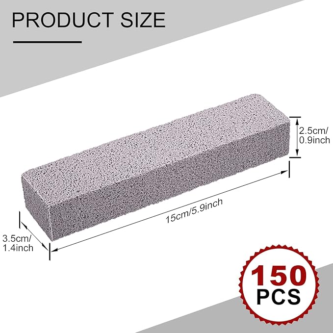 Chinco 150 Packs Pumice Stick for Cheaning Pumice Scouring Stone Pad Removing Stain Grime Without Leaving Scratches for Kitchen Oven Stove Home Bathroom Toilet Pool House Cleaning Supplies