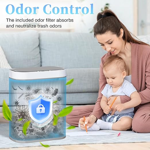 steo spce Automatic Motion Sensor Bathroom Small Trash Can with Lid 2.6 Gallon Touchless Slim Garbage Can Smart Waterproof Trash Bin for Bedroom Restroom Living Room Office