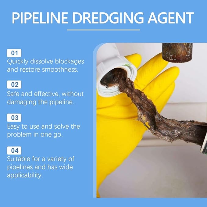 Drain Unclogging Powder - Fast Acting Pipe Cleaner Dissolves Blockages Removes Odors &amp Scales for All Drain Pipes(2PCS)