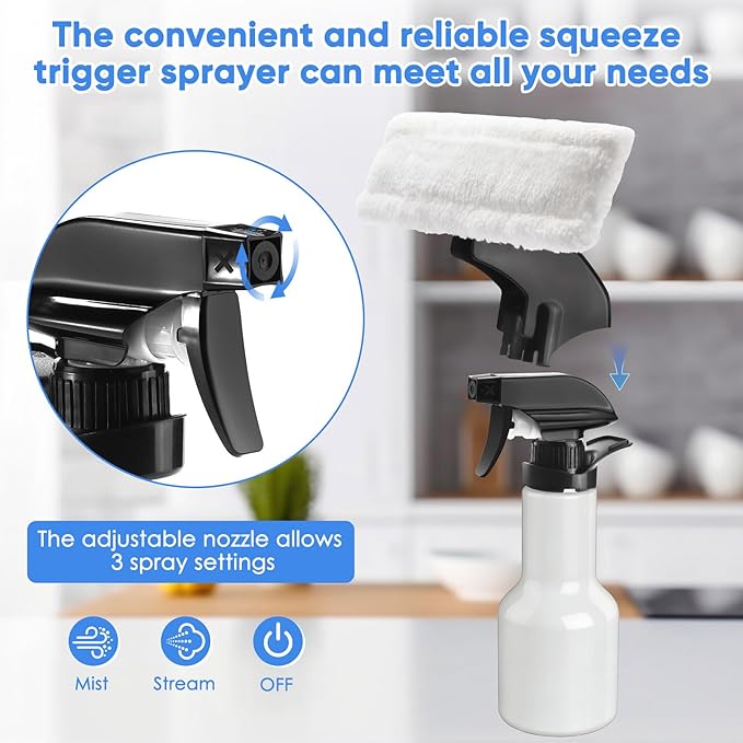 Window Vacuum Squeegee Cordless Handheld Window Vac with Multi-Purpose Spray Bottle &amp Microfiber Cloth Electric Cleaning Tool for Windows Tiles Mirror Countertop Car Windshield