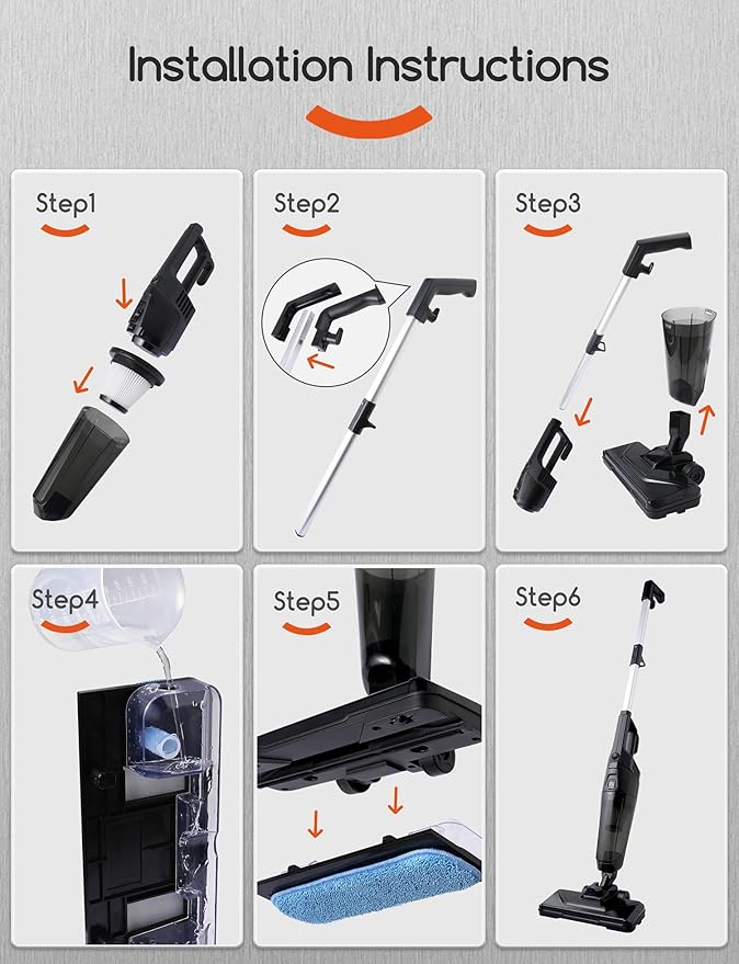 Stick Vacuum Cleaner with 3 Mop Pads Electirc Mop 600W 18kpa Powerful Suction Corded Upright Vacuum Lightweight Electric mop for Tile Hardwood FloorMarble Cleaning