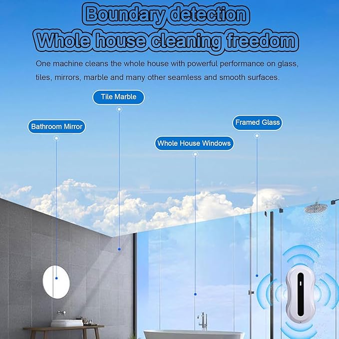 Window Cleaner Robot 5600Pa Suction with Automatic Water Spray Smart Glass Cleaning Robotic for Indoor and Outdoor Glass Tile Window Smart Cleaner Kit with Remote ControlB