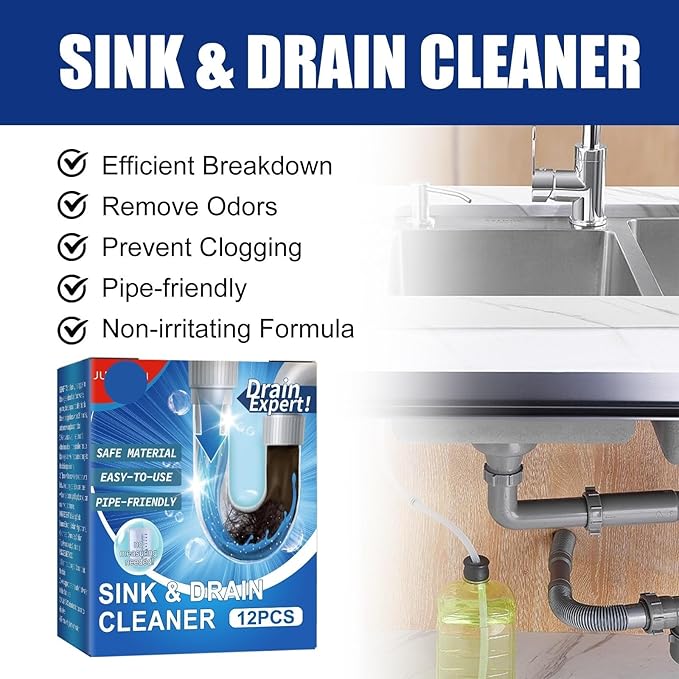 Drain Cleaner Tablets - Unclog Kitchen &amp Toilet Pipes Eliminate Odors Safe for All Pipe Types(2PCS)