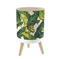 Small Trash Can with Lid Tropical Palm Leaves Jungle Leaf Seamless Floral Pattern 1.8 Gallon/7L Garbage Can Waste Bin with Press Top Lid Wood Legs Wastebasket for Bathroom Kitchen Bedroom