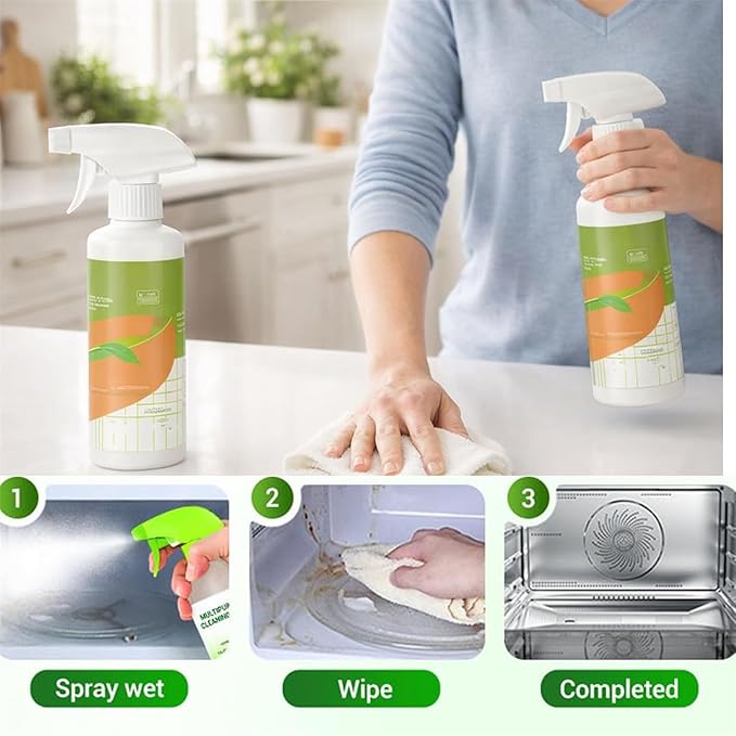 Electrolyzed Ion Kitchen Cleaner Spray Natural Enzyme Multi-purpose Household and Kitchen Cleaning Spray for Hold Stove Range Hood (300ML-2PCS)