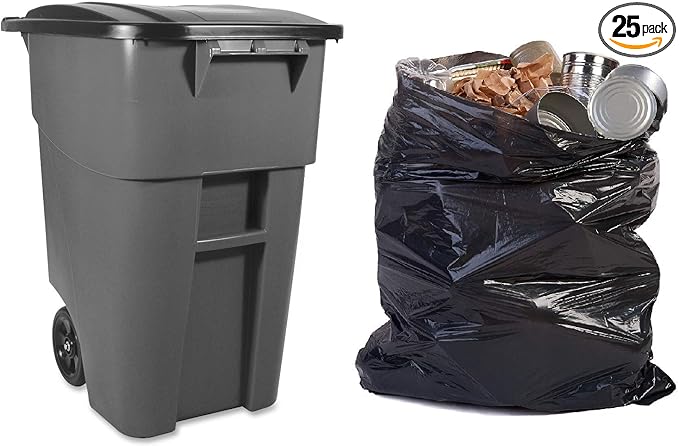 95 Gallon Trash Bags Heavy Duty 61x 68 Black Contractor Garbage Bags 2 Mil 25 Count