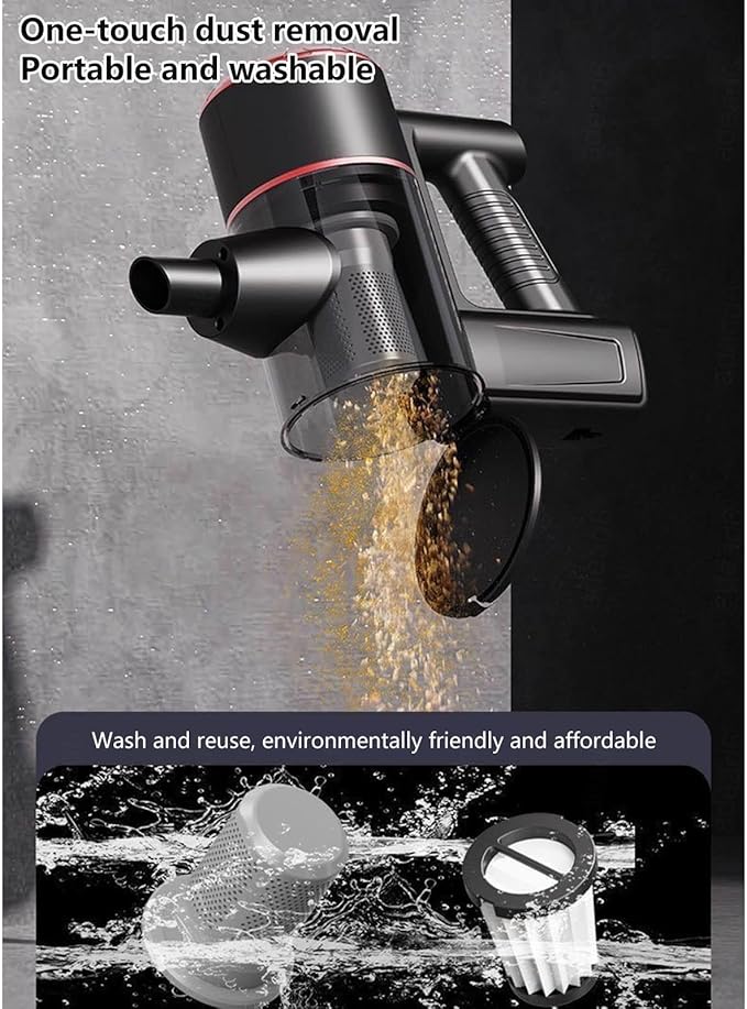 Lightweight and Versatile Vacuum Mop Combo 5 in 1 18Kpa 8000mah Battery Small Vacuum Cleaner Cordless Self-Standing Vacuum Cleaner for Kitchen Bedroom Living RoomRed