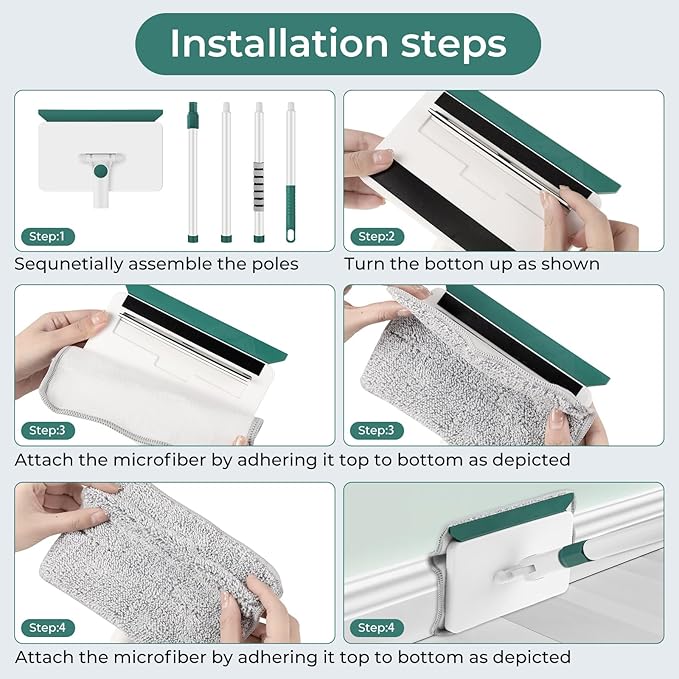 Baseboard Cleaner Tool with Handle 60 Extendable Long Handle Baseboard Cleaner with 5 Reusable Pads for Baseboards Cleaning Ceiling Wall Floor Bathroom Kitchen