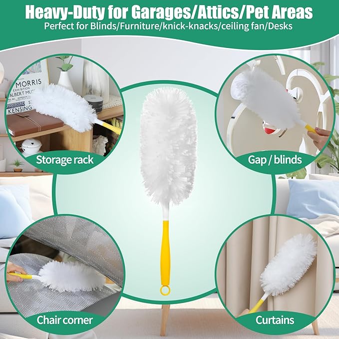 60 Count Electrostatic Duster Refills Compatible with Swiffer Duster Multi-Surface Dusting Refills Microfibre Feather Dusters for Cleaning Unscented