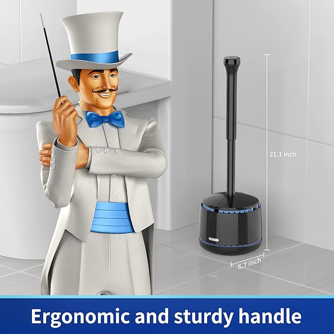 MR.SIGA Toilet Plunger with Holder Heavy Duty Toilet Plunger and Holder Combo for Bathroom Cleaning Black