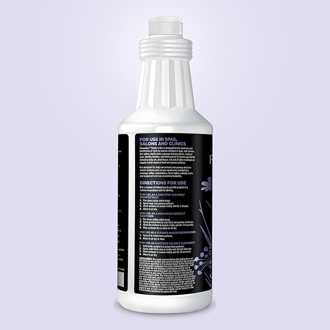 Prevention Ready-To-Use Disinfecting Cleaner – Hospital Grade Disinfectant Spray Solution for Salons Spas Clinics Surfaces – Sanitizing Solution &amp Two Reusable Sprayers – 32oz Bottle (6 Pack)